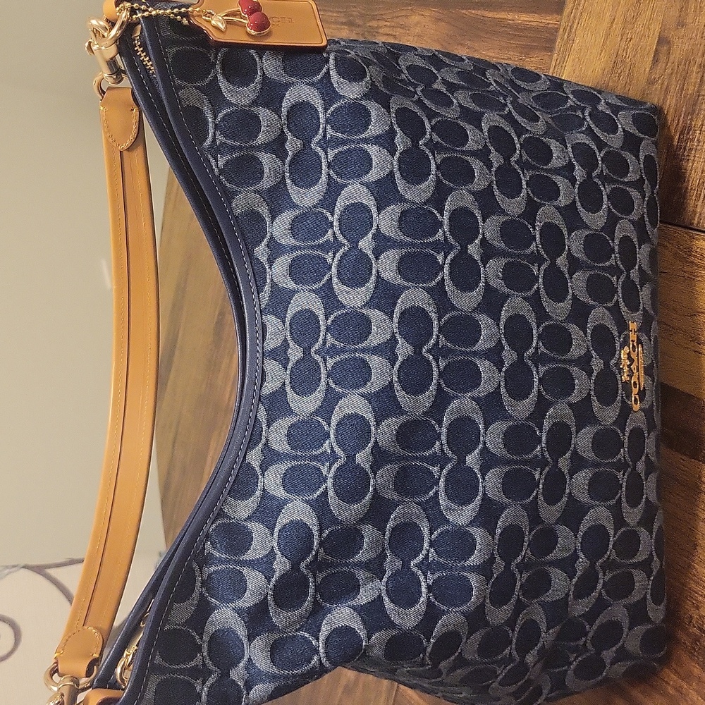 Coach Denim Large Laurel With Cherry Charm